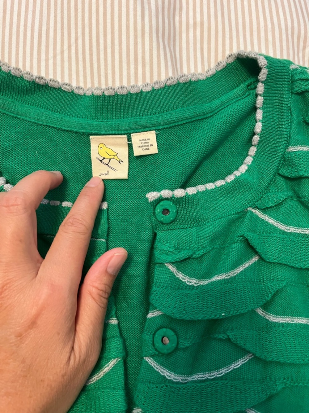 Anthropologie Yellow Bird Winter Waves Green Cardigan Small - Picture 3 of 5